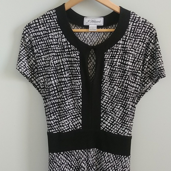 J Howard Black and White sleeveless Stretch Social Dress - Picture 2 of 9